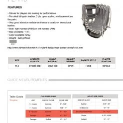 Barnettsports Gloves FL-115 Baseball Glove, High Quality, Leather, Infield/outfield 11, Light Gray 12 Barnettsports Gloves FL-115 Baseball Glove, High Quality, Leather, Infield/outfield 11, Light Gray