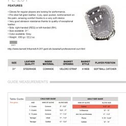 Barnettsports FL-201 Baseball Glove, High Quality, Leather, Catcher, Light Grey