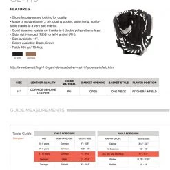 Barnettsports GL-110 Competition Infield Baseball Glove 11, Black Gloves 13 Barnettsports GL-110 Competition Infield Baseball Glove 11, Black Gloves