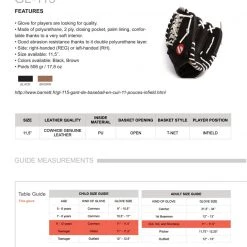 Barnettsports GL-115 Competition Infield Baseball Glove 11.5, Black Gloves