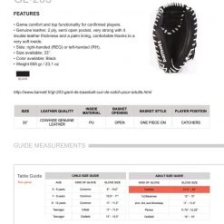 Barnett.store Gloves GL-203 Black Adult Catcher Baseball Glove, Leather