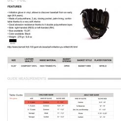 Barnettsports JL-102 Composite Baseball Glove, Infield, Size 10,25, Black