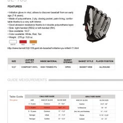 Barnett.store JL-105 - Baseball Glove, Outfield, Polyurethane, Size 10.5 ", Tan Color (Right Hand Throw) Gloves 11 Barnett.store JL-105 - Baseball Glove, Outfield, Polyurethane, Size 10.5