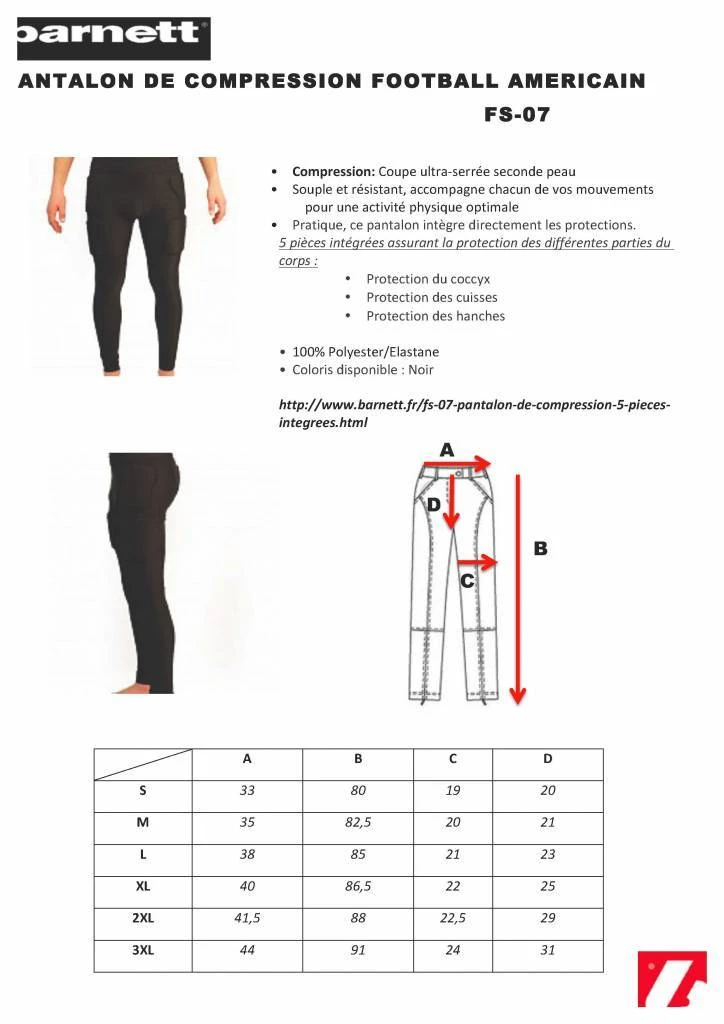 Barnettsports FS-07 Compression Pants, 5 Integrated Pieces, For American Football 4 Barnettsports FS-07 Compression Pants, 5 Integrated Pieces, For American Football