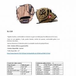Barnettsports SL-110 Baseball Gloves In Leather Infield/outfield Size 11, Brown
