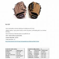 Barnettsports SL-115 Baseball Gloves In Leather Infield/outfield Size 11.5, Brown 12 Barnettsports SL-115 Baseball Gloves In Leather Infield/outfield Size 11.5, Brown